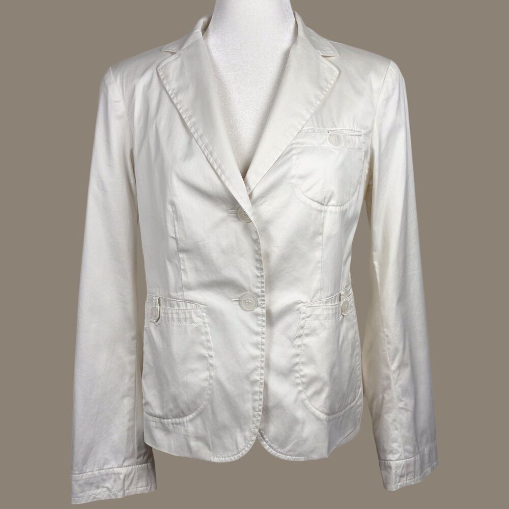 Jil Sander Vintage Made in Germany Ivory Cream Utility Blazer EU 40 US 8 Cotton